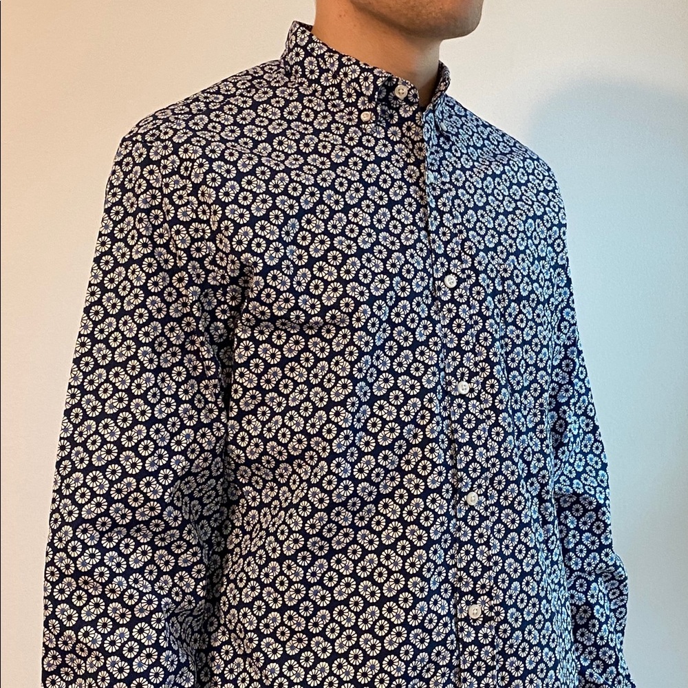 J. Crew navy floral pattern dress shirt